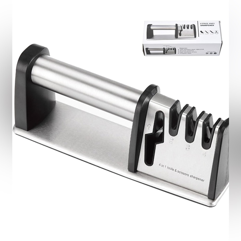 Knife Sharpener, 4 in 1 Kitchen Blade and Scissors Sharpening Tool